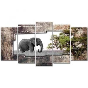 Tableau D&eacute;co Photo Elephant dans la Savane - 150x80 cm