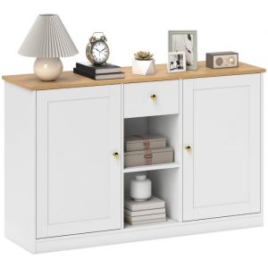 Buffet cuisine - Buffet bahut 1 tiroir 2 portes - Buffet bas de salon - 120x35x75 cm - Armoire de cuisine - Blanc