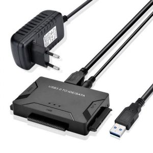 USB Disque Dur Adaptateur USB 3.0 vers IDE SATA Cable USB 1m pour 2.5 3.5 IDE SATA HDD SSD avec Adaptateur Alimentation Externe