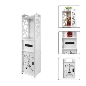 Armoire de Salle de Bain Willonin&reg; Colonne &agrave; 3 niveaux avec porte et niche ouverte Meuble de cuisine salon chambre L 20 x H 80 cm