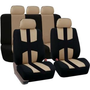 Housse Siege Voiture  Ensemble de Housses de Siège Auto Universelle  Couvre Sieges pour Avant et Arrière  Lot de 9  Beige