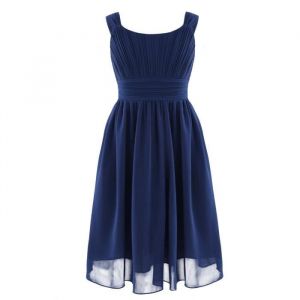 iixpin Enfant Fille Robe Mariage Courte Robe Soirée Princesse sans Manches Mousseline de Soie 4-14 Ans Bleu marine