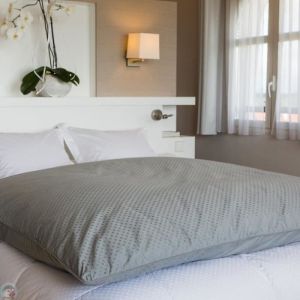 Housse d&eacute;dredon - CASTEX COUETTES NATURELLES - 90x150 cm - Coton jacquard - Lavable en machine - &Eacute;l&eacute;gance chic