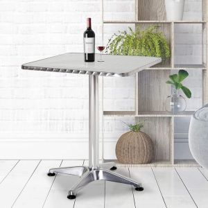 Table de bar - Table à Manger Carré - Bistrot Aluminium - réglable en hauteur 70-110 cm - Facile à nettoyer