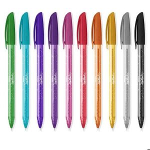 Stylo à bille Zebra Doodlerz Stick Gliiter - 10 mm - Couleurs pailletées - Paquet de 10
