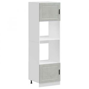 (SOLDE dété)Armoires de four/Colonne de cuisine - 2 pcs Porto - Pieds réglable - gris béton bois dingénierie Aspect élégant*2229