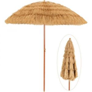 DREAMADE Parasol Droit de Plage au Design Hawai, Structure Acier en Polyester, Parapluie de Plage Inclinable, pour Plage, Jardin