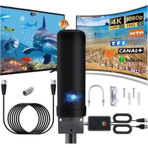 Antenne TV Ext&eacute;rieure Int&eacute;rieur IP66 Antenne TNT R&eacute;ception du Signal &agrave; 360 Degr&eacute;s avec Signal Amplificateur ANTENNE (HORS PARABOLE)