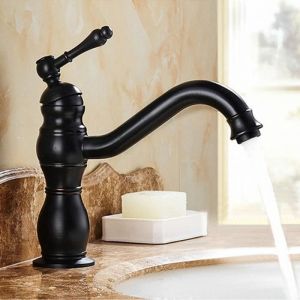 TEMPSA R&eacute;tro Mitigeur Robinet Noir Lavabo Evier Laiton Cuisine Salle Bain Noir