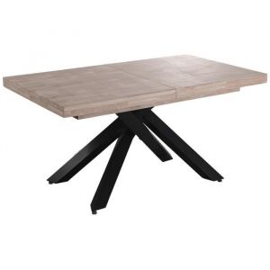 Table &agrave; manger rectangulaire extensible en bois coloris ch&ecirc;ne miel - pieds noir -Longueur 160-240 x profondeur 90 x hauteur 76 cm