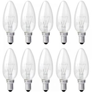 Lot de 10 Ampoules Bougie E14 40W 230V Blanc Chaud 2700K 400LM Ampoule Flamme C35 pour Lustre Lampe