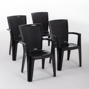 Lot de chaises DIANA en polypropylène renforcé empilables et légères. Usage extérieur (4 Chaises Anthracite)