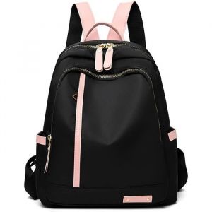 Sac &agrave; Dos Femme Sacs a Main Elegant Sac Bandouli&egrave;re Port&eacute;s en Cuir PU Nylon Noir Sac de Voyage Fille Petit Antivol Mini Sac