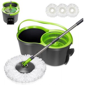 Balai À Frange Et Seau À PédaleBalai Serpillère Rotatif Avec Système DEssorage IntégréEnvoyer 3 Recharge En Microfibre9.8LPou