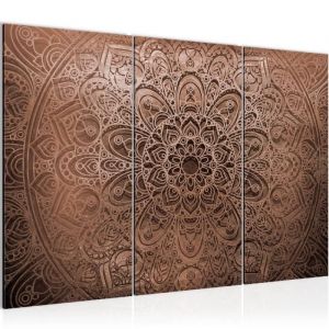 Runa art Tableau D&eacute;coration Murale Mandala Abstrait 120x80 cm - 3 Panneaux Deco Toile Pr&ecirc;t &agrave; Accrocher 101231c