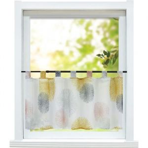 Hongya 1pcs rideaux brise bise fenetre à passants rideau moderne court de cuisine  jaune L-H 120 x 45 cm