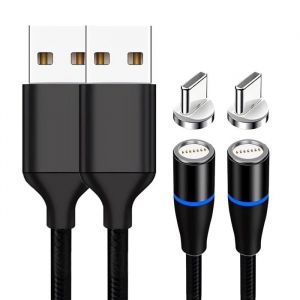 2Pack C&acirc;ble Magn&eacute;tique Usb C Chargeur Magn&eacute;tique Type C Chargeur Aimant&eacute; Charge Rapide 2M Transfert De Donn&eacute;es C&acirc;ble Pour
