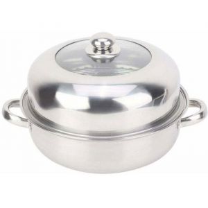 28 cm Cuiseur vapeur en acier inoxydable avec couvercle en verre Pour plaques vitroc&eacute;ramiques et &agrave; induction