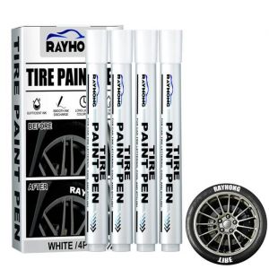 Qiilu stylo de traçage de graffitis de pneu de voiture Lot de 4 Marqueurs de Peinture Blanche Stylo Marqueur Blanc auto coffret