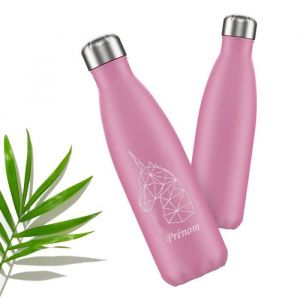 Gourde isotherme 750 ml ROSE - Gourde fille Licorne personnalisable avec Pr&eacute;nom [ Gourde enfant fille ]