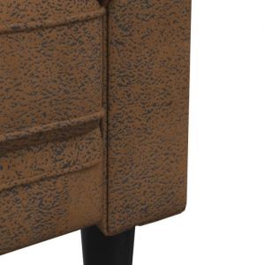 Canap&eacute; Chesterfield - MOTHINESSTO - 3 places - Marron - Tissu 100% polyester - Confort moelleux