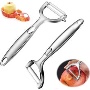 Eplucheur L&eacute;gumes Eplucheur Pomme De Terre Acier Inoxydable Epluche Pomme Avec Lame Dentel&eacute;e Epluche Legume - 2 Pcs Set