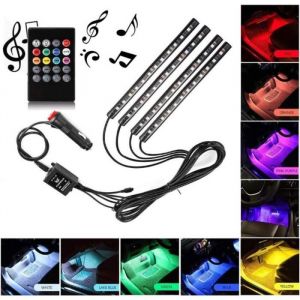 48 Lampe Led Voiture Interieur Eclairage Lumiere Ruban Décoration Atmosphère Allume Cigare Néon Son Camping Camion Auto