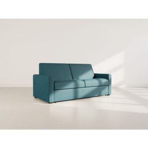 Julia - canap&eacute; 3 places convertible express couchage quotidien 140 cm matelas 18 cm en tissu - Bleu