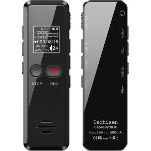 Enregistreur Vocal Num&eacute;rique Dictaphone Audio &agrave; Une Touche 16G 1536Kbps Lecteur Mp3 &agrave; Charge USB Protection par Mot De Passe