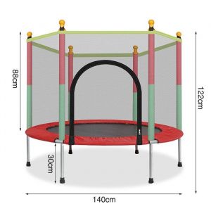 Trampoline pour Enfants &Oslash;140cm avec Filet de S&eacute;curit&eacute; Sur&eacute;lev&eacute; Trampoline Ext&eacute;rieur Int&eacute;rieur stable Structure acier Trampoline
