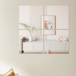 Miroir Adhesif Mural Miroir Autocollant Adhésif Muraux à Coller incassable Petit Acrylique Plastique Carré Enfant 20x20cm 8 pcs