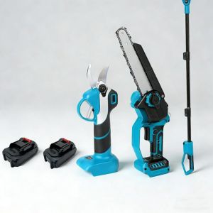 Tron&ccedil;onneuse Elagueuse &eacute;lectrique sur perche 8 pouces Tron&ccedil;onneuse haute branche sans fil S&eacute;cateur pour branches 2 Batteries