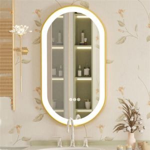 Miroir Salle de Bain LED Ovale Grand Miroir Lumineux Mural 100x50cm Anti Buée 3 Tactile avec Éclairage Intégré