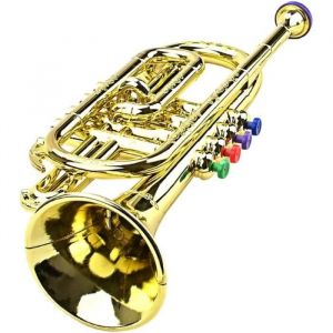 Instrument à vent - Trompette dorée - Revêtement en ABS - Jouet de musique préscolaire - Cadeau pour enfants - Corne de trompette