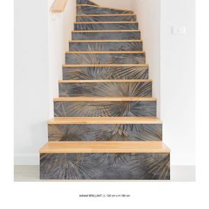 Stickers contremarches escalier - Lumal&eacute;a - Feuilles - Adh&eacute;sif BRILLANT - Largeur 120 cm x Hauteur 180 cm
