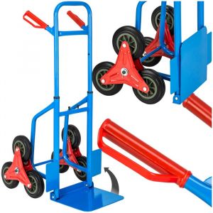 DIABLE - TECTAKE - Diable monte escalier 100 kg avec plateau pliable avec Châssis en acier - Bleu