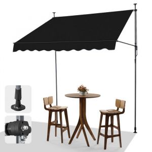 Auvent Rétractable Store Banne de Jardin avec Manivelle sans Perçage Auvent Téléscopique Réglable 200x150cm x(200-300) cmNoir