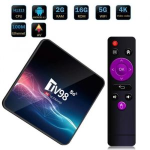 TV98 Android TV Box Android 12.1 H313 4K 60FPS HDR10 Quad Core 2G + 16G 2.4G&5G - Netflix Google Store Smart TV Bo&icirc;te multim&eacute;dia