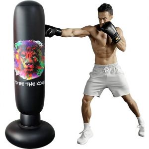 Sac de Boxe Gonflable 160cm Sac De Frappe Sac Boxe Pied Debout Punching Ball pour Pratiquer Karat&eacute; Taekwondo
