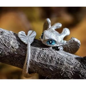 bague krokmou anneau réglable furie éclair dragon blanc dessin animé bijoux fantaisie cadeau femme enfant