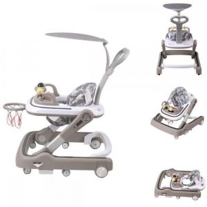 XUANYU Youpala - Trotteur - Trotteur B&eacute;b&eacute; 3 en 1- R&eacute;glable - Avce Musique + Lumi&egrave;re + Jeux + Panier de basket + Parasol - Marron