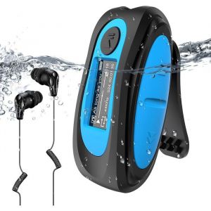 FLEUVE - Lecteurs MP3 et MP35 - Lecteur MP3 &Eacute;tanche IPX8 8Go Clip &Eacute;cran Couleur Radio FM Casque et Bouchons Inclus - S07 Bleu