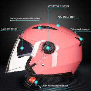 Casque Casque Femme Scooter Adulte Anti-buée double miroir1PCM-ROSE