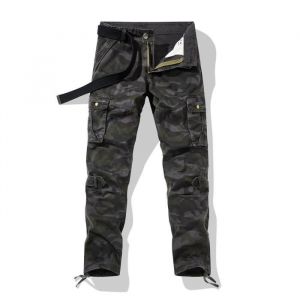 Pantalon Cargo Homme Camouflage Militaire en Coton Multi-Poches Coupe Droite - Gris - INSFITY - Adulte - Homme