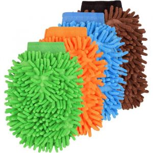 4 Pièces Gant de Lavage de VoitureGant de Lavage en MicrofibreGant de Nettoyage de ChenilleGant de Nettoyage Absorbant
