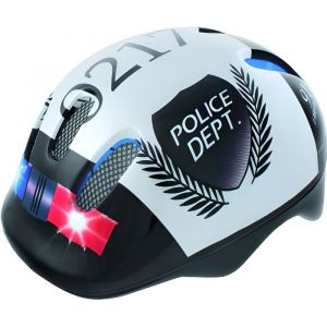 Casque de vélo pour enfant - VENTURA - Police - Blanc - Coque Microshell et dure - Aération et visière intégrées