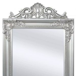 Miroir sur pied - KAI - Baroque - Argent&eacute; - 40 x 160 cm - Bois et verre