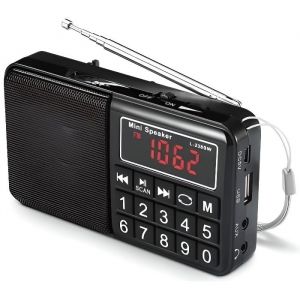 Réveil -  - WE Radio grandes ondes AM / FM / SW Lecteur USB / Micro SD batterie rechargeable NOIR