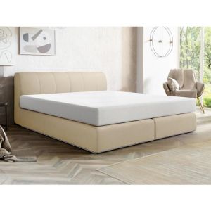 Ensemble complet boxspring tête de lit + sommier avec leds + matelas - 180 x 200 cm - Tissu - Beige - OTARU de YSMÉE