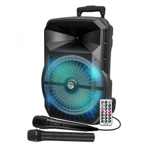Enceinte sono mobile My Deejay MDJ 12 RVB à LEDs 600W 12 USB Bluetooth Application Micros VHF et filaire télécommande